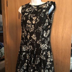 Sleeveless lace fit and flare cocktail dress